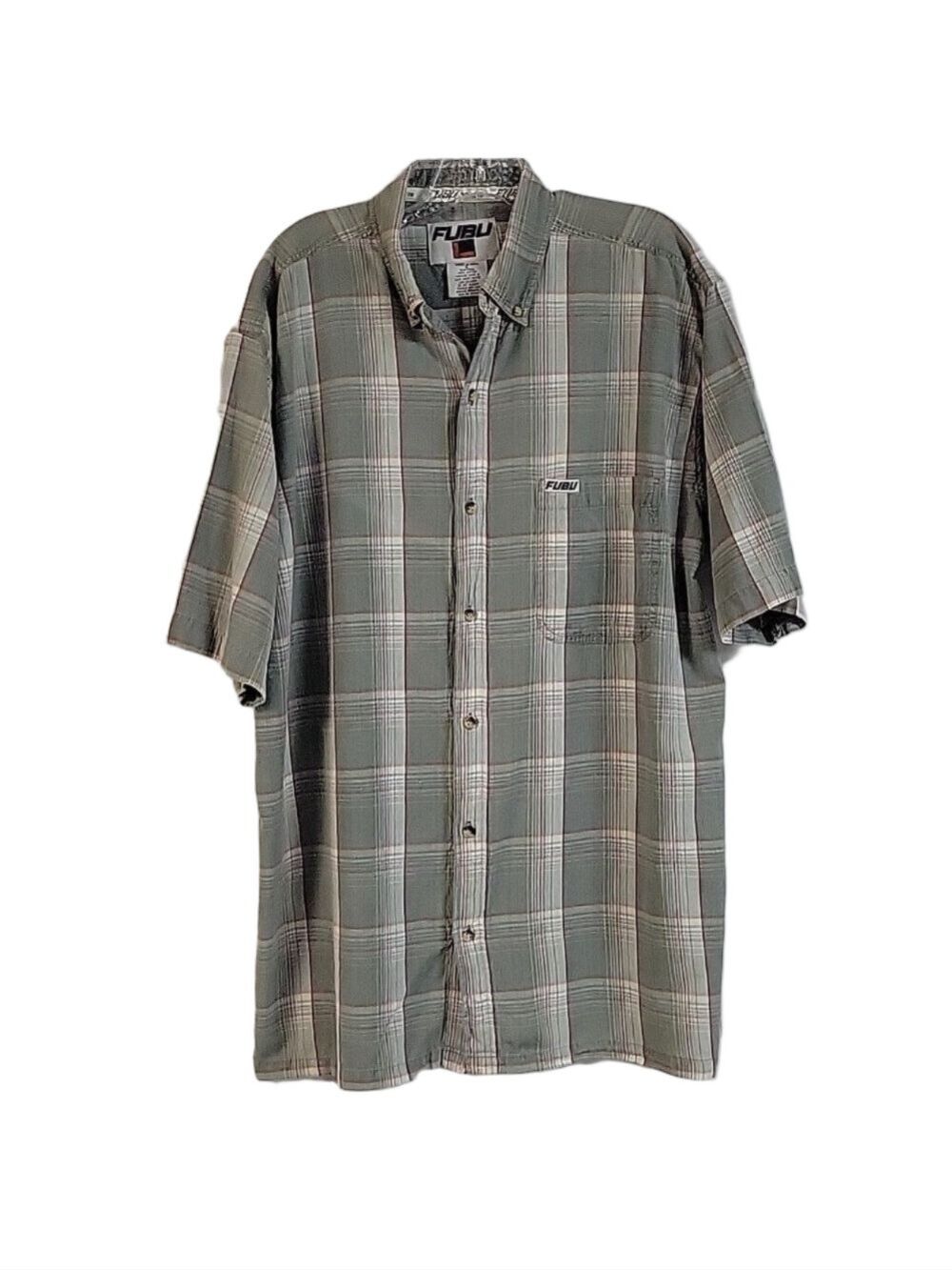 Fubu Sports Men's Short-Sleeved Button-Down  Shirt, Size Large